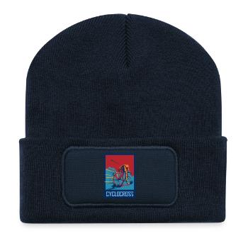 Cyclocross Fahrrad Geschenk Rennrad Cross Belgian - Recycelte Patch Beanie - French Navy - Vorne