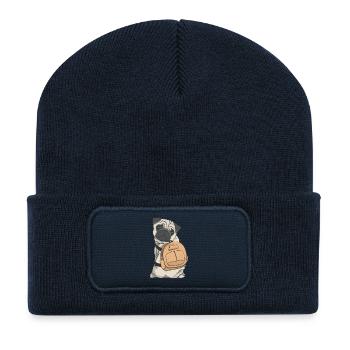 MOPS AUF REISEN / PUG WITH A BACKPACK - Recycelte Patch Beanie - French Navy - Vorne