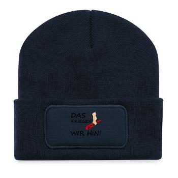 Das kriegen wir hin! black - Recycelte Patch Beanie - French Navy - Vorne