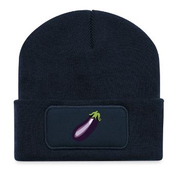 Aubergine - Beanie recyclé à patch - bleu marine - Devant