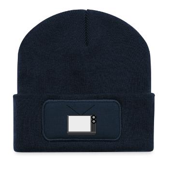 monitor television fernseher tv flatscreen compute - Recycelte Patch Beanie - French Navy - Vorne