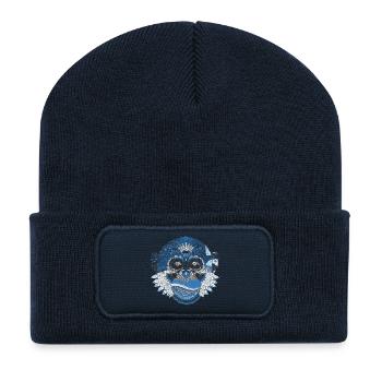 Abstrakter Affe Geschenk Geschenkidee - Recycelte Patch Beanie - French Navy - Vorne