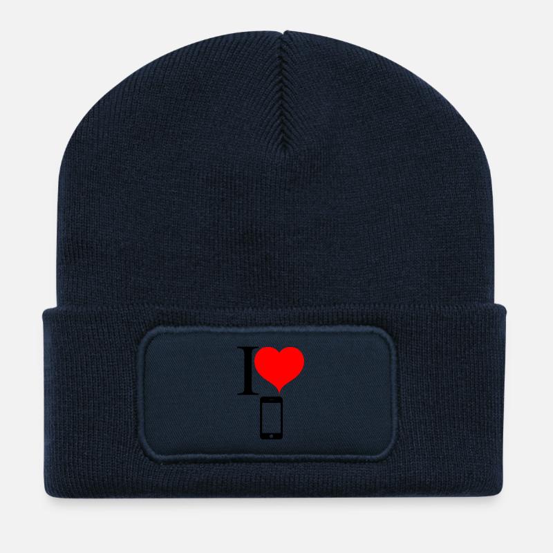 I love Handy und Smartphone - Recycelte Patch Beanie - French Navy