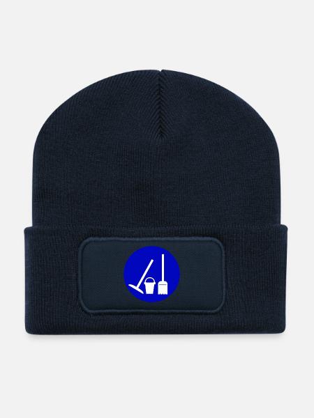 putzen cleaning putzfrau broom wischmop66 - Recycelte Patch Beanie - French Navy