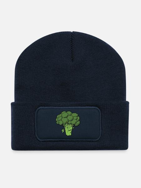 Broccoli Brokkoli Brokoli Gemüse Geschenk Idee - Recycelte Patch Beanie - French Navy