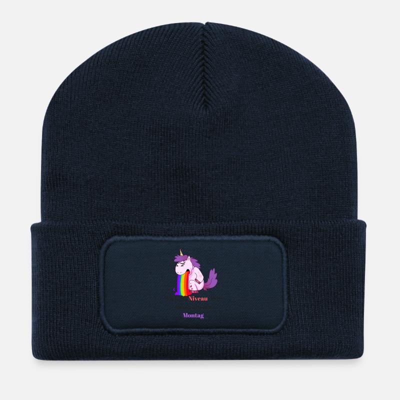 Einhorn Comic Sprüche Design - Recycelte Patch Beanie - French Navy