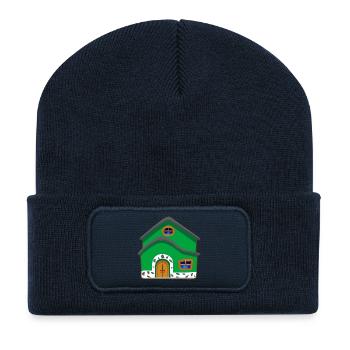 building house homes architektur haus gebaeude84 - Recycelte Patch Beanie - French Navy - Vorne