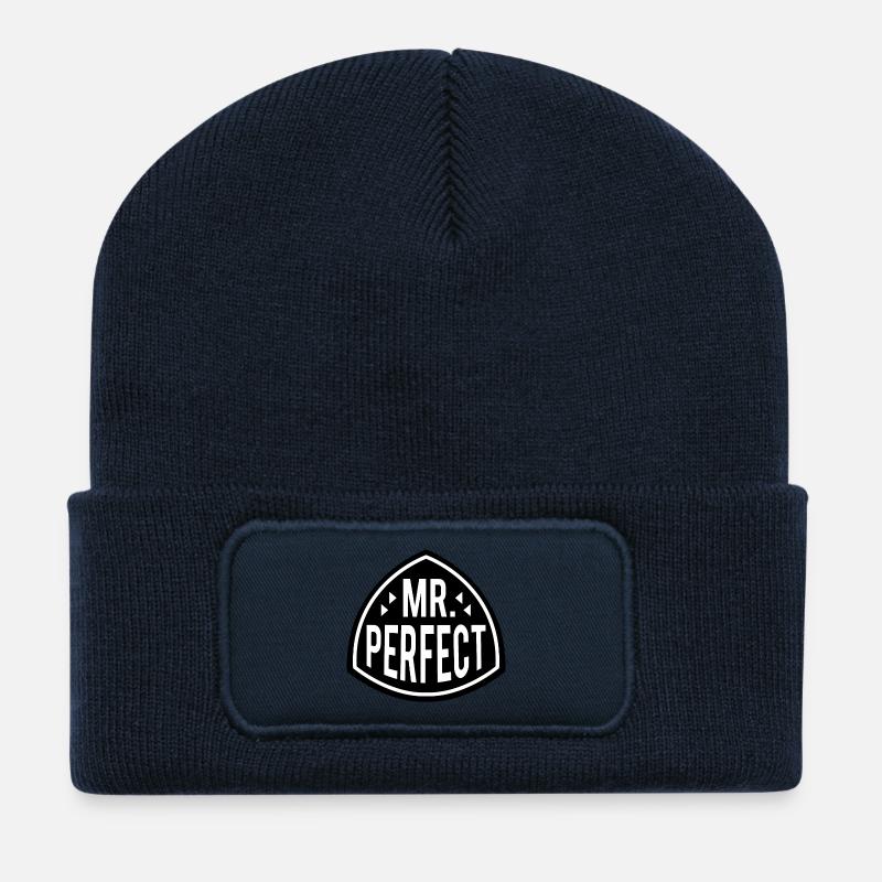 MR PERFECT - Beanie recyclé à patch - bleu marine