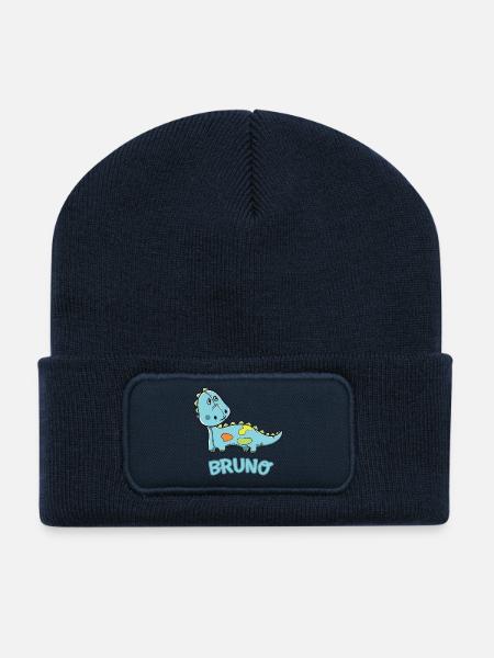 Dinosaurier lustig Kind Bruno Geschenk Geburtstag - Recycelte Patch Beanie - French Navy