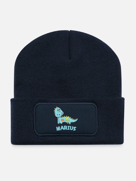 enfant drôle dinosaure anniversaire cadeau Marius - Beanie recyclé à patch - bleu marine