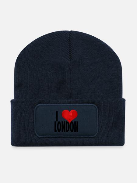 ICH LIEBE LONDON schwarz - Recycelte Patch Beanie - French Navy