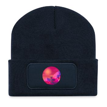 Pfad in den Bergen Sonnenuntergang - Recycelte Patch Beanie - French Navy - Vorne