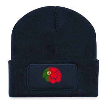 Portugal Soccer Ball Football - Recycled Patch Beanie - french navy - Front