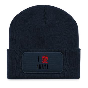 I love anime Japan Ai character comic gift idea - Recycled Patch Beanie - french navy - Front