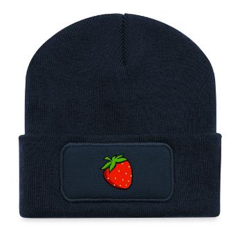 Erdbeeren - Recycelte Patch Beanie - French Navy - Vorne
