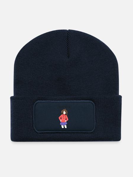 Anime girl 02 texte "Manga" - Beanie recyclé à patch - bleu marine