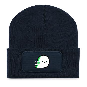 Cartoon / fantôme comique très sympathique - Beanie recyclé à patch - bleu marine - Devant