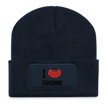 Jardinier jardinier j'aime cadeau jardin de tomates - Beanie recyclé à patch - bleu marine - Devant