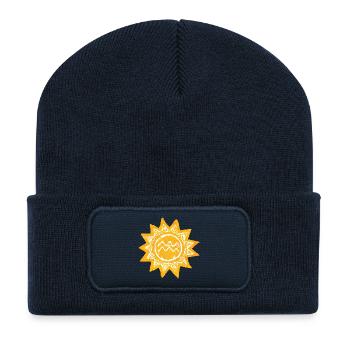 Abstract sun design in shades of yellow Mallorca - Recycled Patch Beanie - french navy - Front