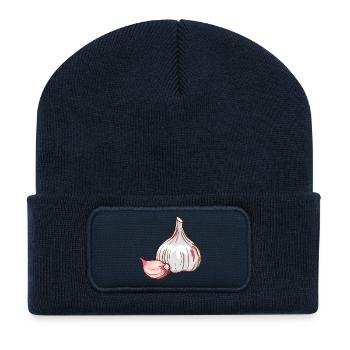 Knoblauch Knoblauchzehe Zehe Gewürze - Recycelte Patch Beanie - French Navy - Vorne