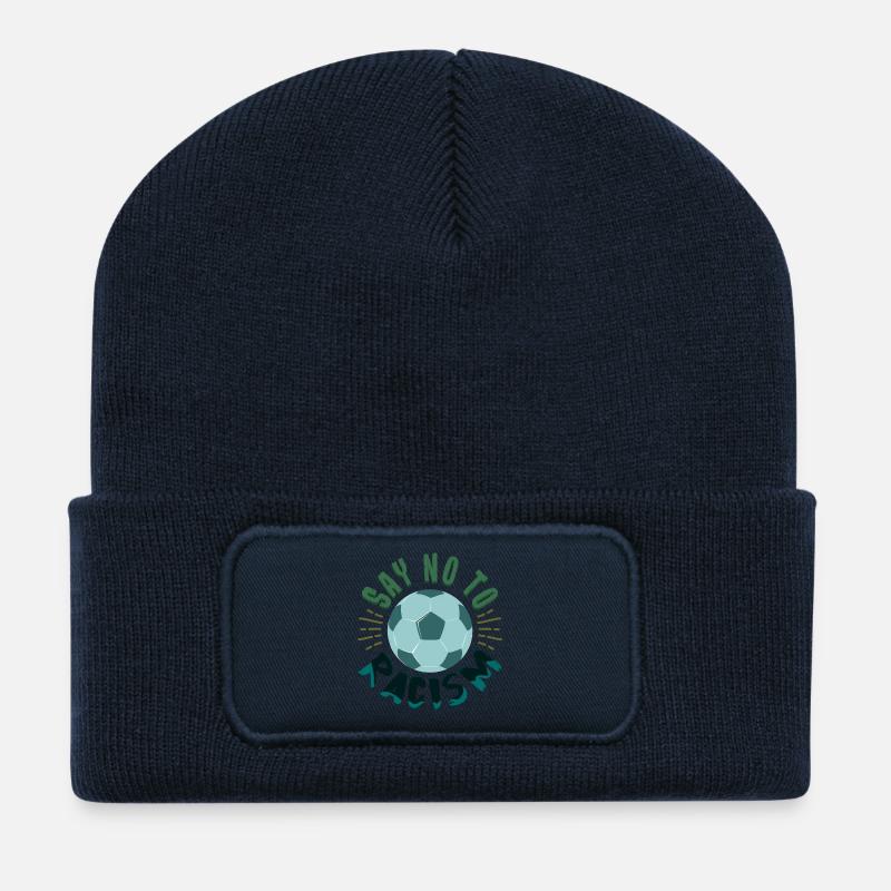 Dites NON au racisme - Beanie recyclé à patch - bleu marine