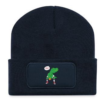 Dino - Dinosaurier - T-Rex - Basketball - Sport - Recycelte Patch Beanie - French Navy - Vorne