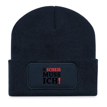 n scheiss muss ich black - Recycelte Patch Beanie - French Navy - Vorne
