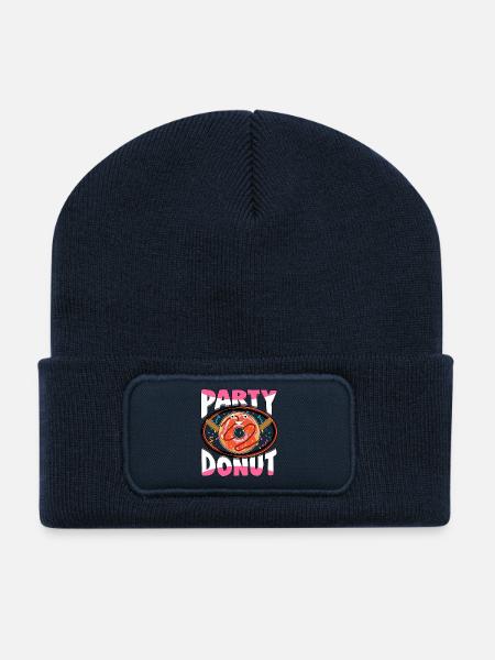 Donut party - Beanie recyclé à patch - bleu marine