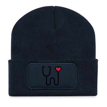 Stethoscope listening device - Recycled Patch Beanie - french navy - Front