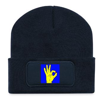 okay blue - Recycelte Patch Beanie - French Navy - Vorne