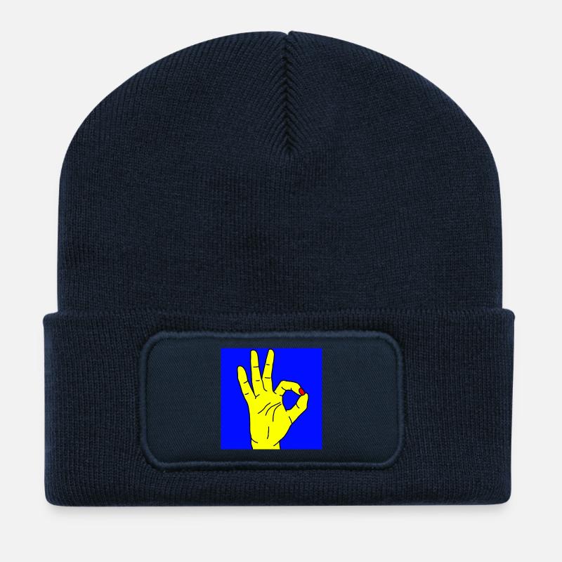 ok bleu - Beanie recyclé à patch - bleu marine