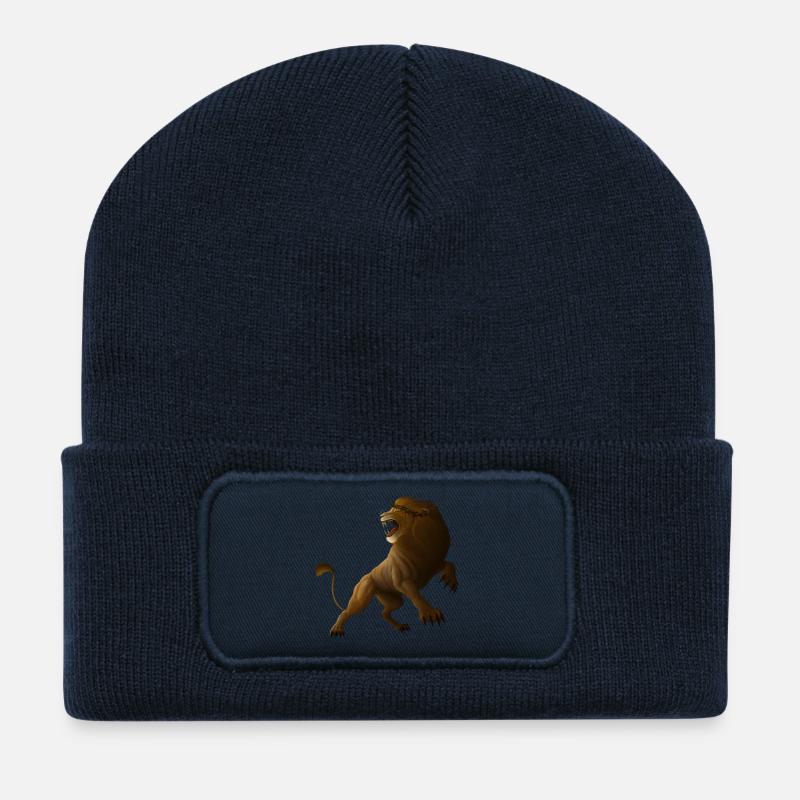 Der Löwe und das Lamm 2 (nur Löwe) - Recycelte Patch Beanie - French Navy