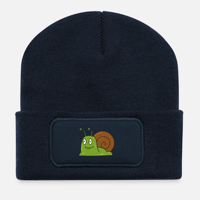 Schnecke Geschenk comic Schnecken Tier Natur Kind - Recycelte Patch Beanie - French Navy