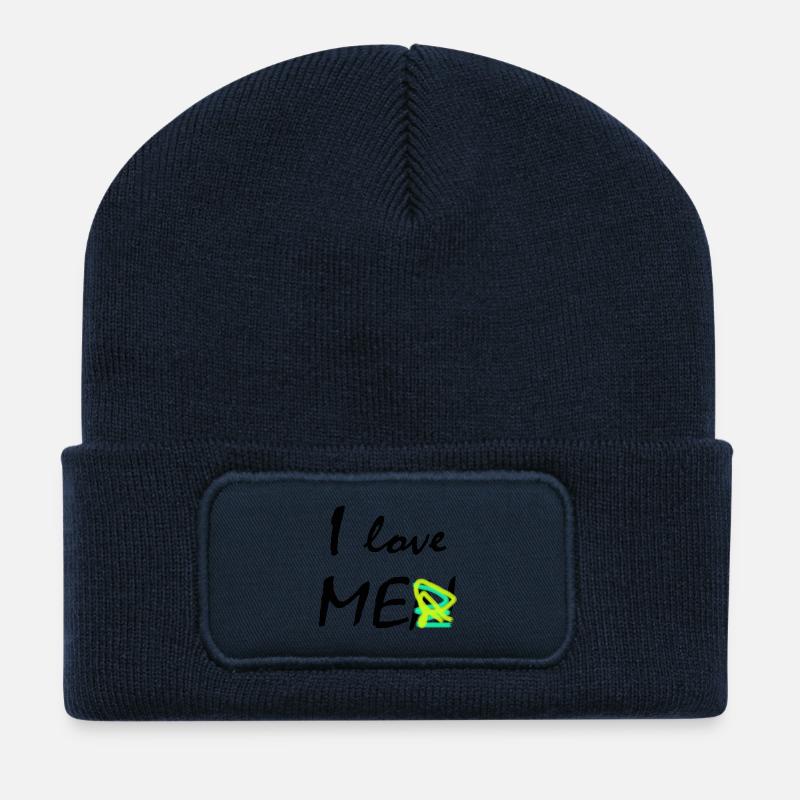 Je m'aime - Beanie recyclé à patch - bleu marine