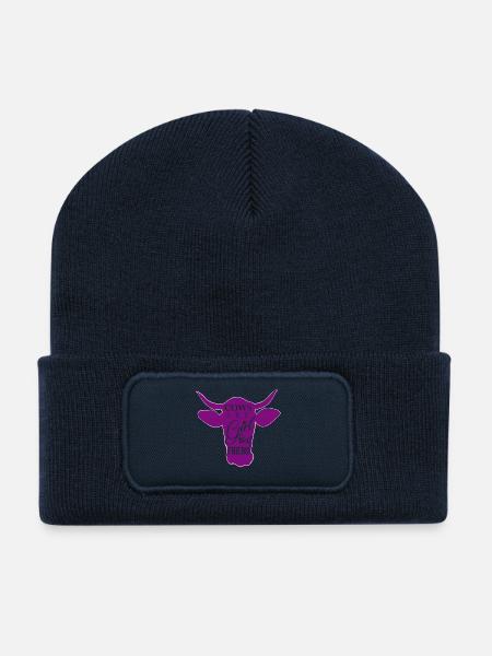 Cows are girls best friend - Recycled Patch Beanie - french navy