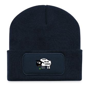 It's a dilemma! Lamb gift idea - Recycled Patch Beanie - french navy - Front