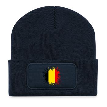 Belgium flag color splashes - Recycled Patch Beanie - french navy - Front