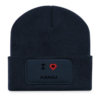 J'AIME ALBANIA / ALBANIA IDÉE CADEAU - Beanie recyclé à patch - bleu marine - Devant