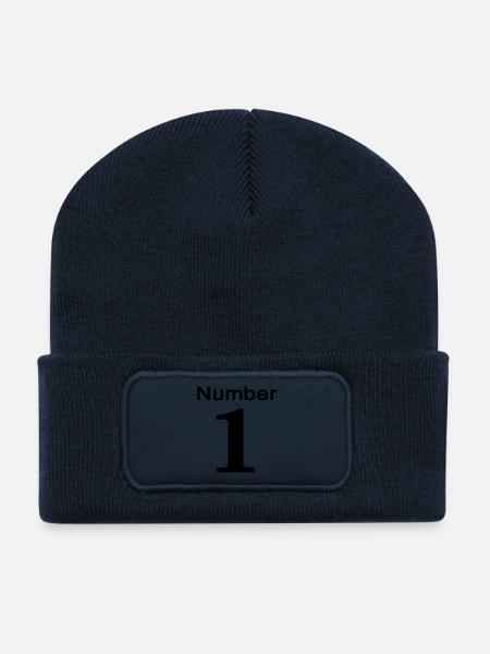 number 1 - Recycled Patch Beanie - french navy