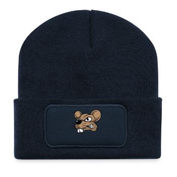 Maus Mäuse Mausi Mäuschen Ratte Nagetier Haustier - Recycelte Patch Beanie - French Navy - Vorne