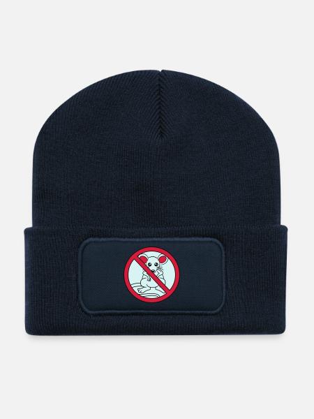 verboten schild durchgestrichen keine maus suess n - Recycelte Patch Beanie - French Navy
