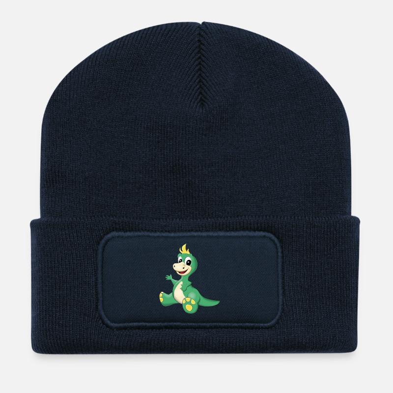 sitzender süßer Dino - Recycelte Patch Beanie - French Navy