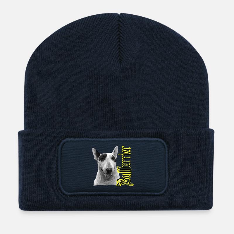 Bull Terrier, bouledogue, bouledogue, tête, Terrier, - Beanie recyclé à patch - bleu marine