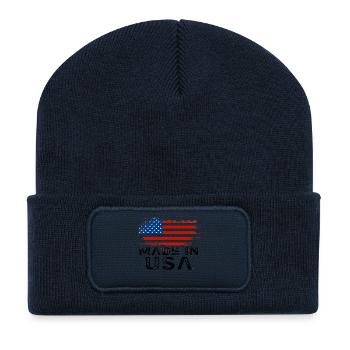 Made in USA Flag - Recycled Patch Beanie - french navy - Front