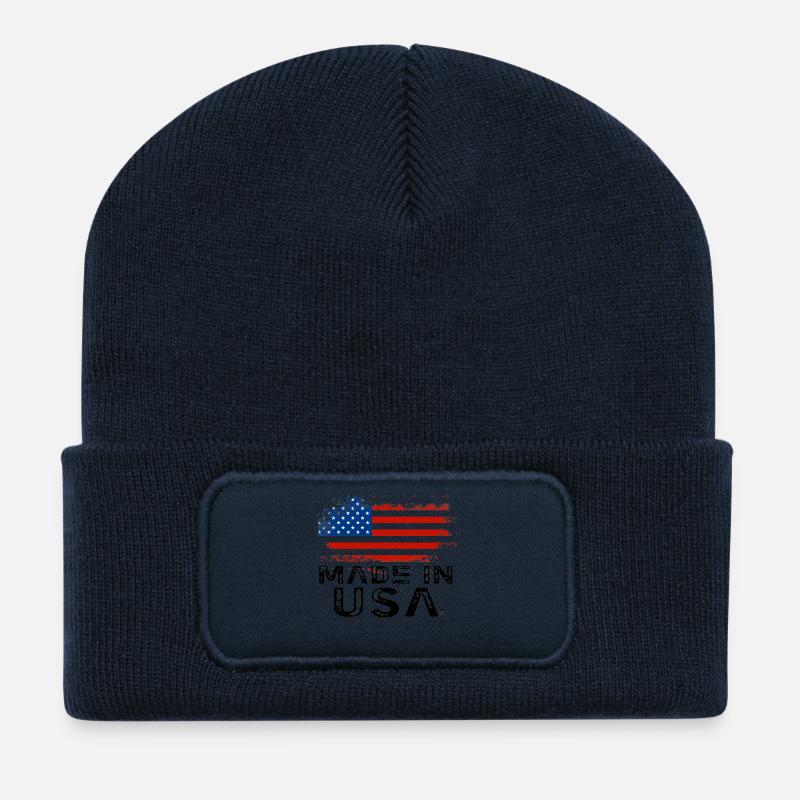 Made in USA Flag - Recycled Patch Beanie - french navy