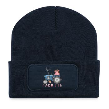Ferme drôle - vie à la ferme - Beanie recyclé à patch - bleu marine - Devant