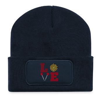 Dart Spiel Liebe Love Dartscheibe Pfeile Geschenk - Recycelte Patch Beanie - French Navy - Vorne