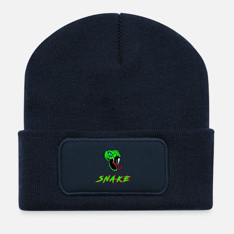 Schlange Tier Geschenk Kobra Boa Mamba Reptil - Recycelte Patch Beanie - French Navy