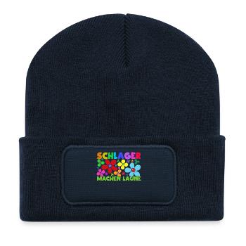 Schlager Schlagerfan Schlagermusik Party Musik - Recycelte Patch Beanie - French Navy - Vorne