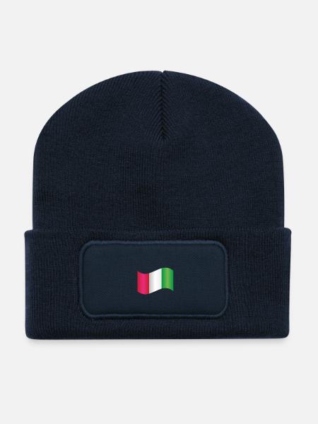 Italian Flag - Recycled Patch Beanie - french navy